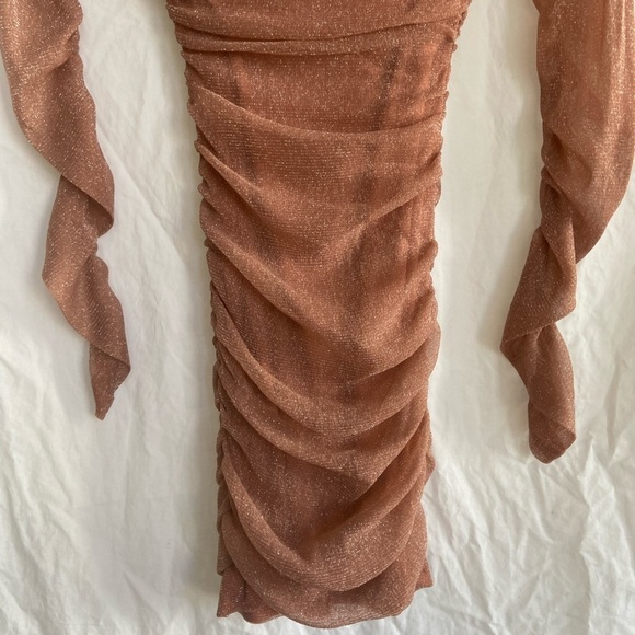 PRIVY long sleeve glitter mini dress in dusty mauve Size Small - Picture 4 of 16